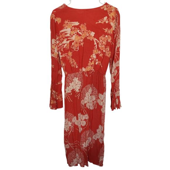 Free People Midi Dress S Floral Cottagecore Farmhouse Romantic‎ Feminine Boho - Picture 3 of 9